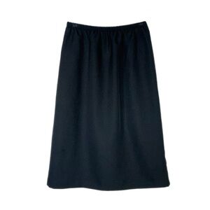 Women’s Black Elastic Waist Calf Length Career Skirt